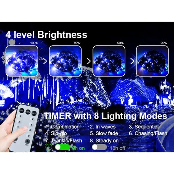Christmas LED Mesh Net Lights - 9.8x6.5ft 360 LEDs 8 Modes Remote - LumiqHome