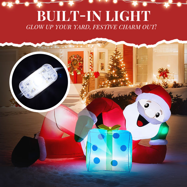 7ft LED Inflatable Santa Lying on Floor - Funny Outdoor Yard Christmas Decor - LumiqHome