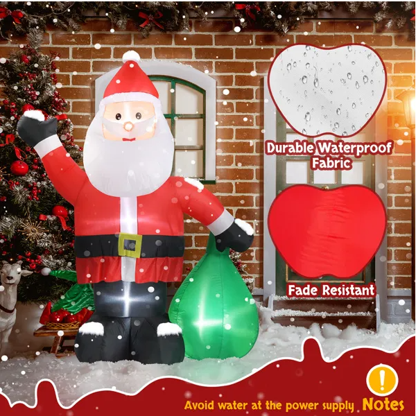 6ft LED Inflatable Santa Claus with Large Gift Bag - Outdoor Yard Decor - LumiqHome