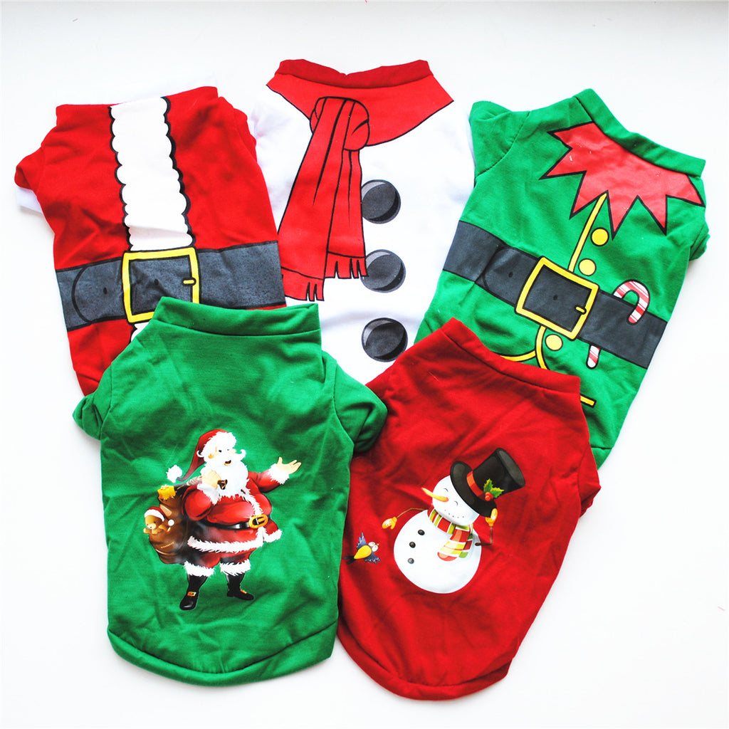 Dog Christmas costume sweatshirt red green group flat lay LumiqHome