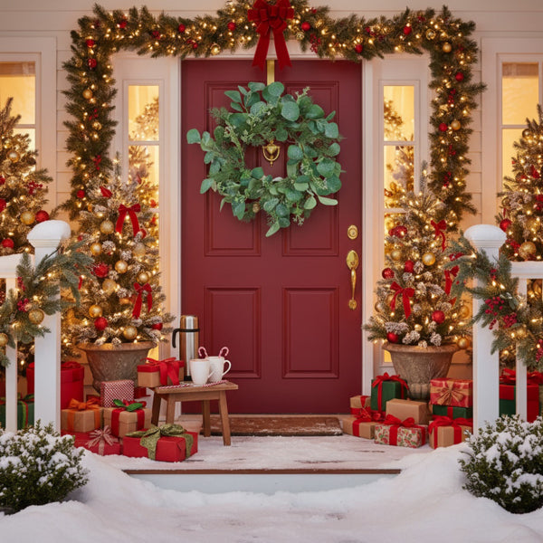 Christmas Eucalyptus Candle Ring Wreaths Set of 2 - 14.2in - LumiqHome