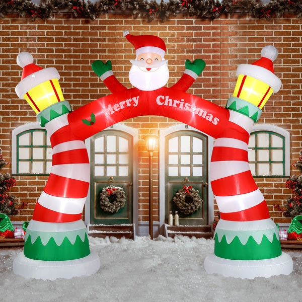 8.9ft Christmas Inflatable Arch with 7 LED Lights & Drawstring Pockets - LumiqHome