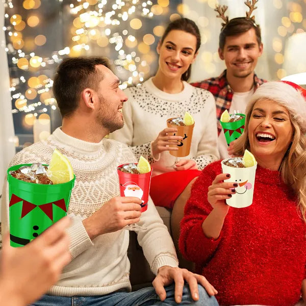 Christmas Drink Cups Set of 12 - 4 Festive Patterns - LumiqHome